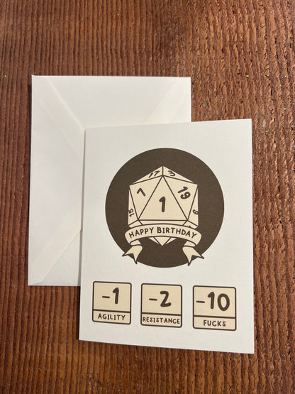 Happy Birthday Level Up Natural One D20 D&D Card