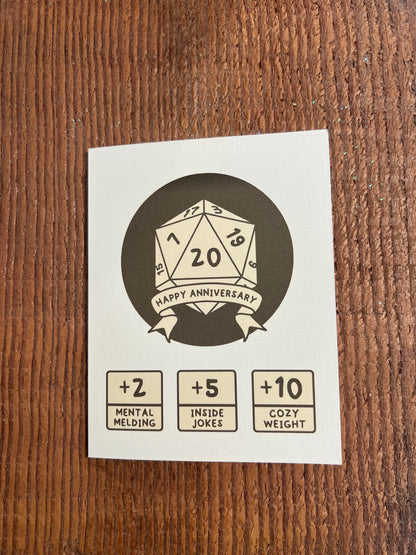 Happy Anniversary Level Up Natural 20 D20 D&D Card