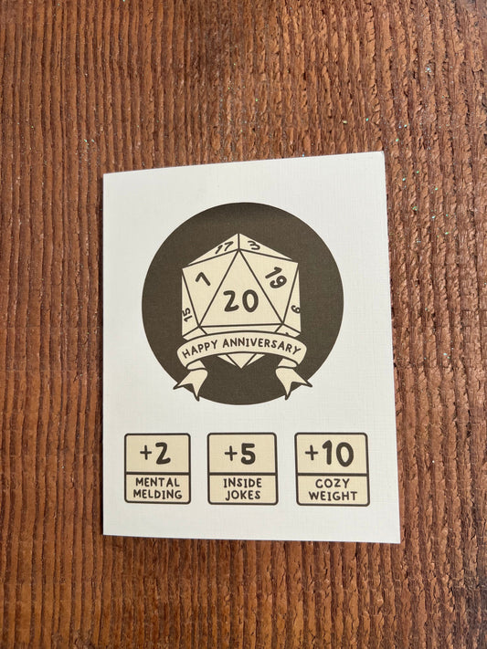 Happy Anniversary Level Up Natural 20 D20 D&D Card
