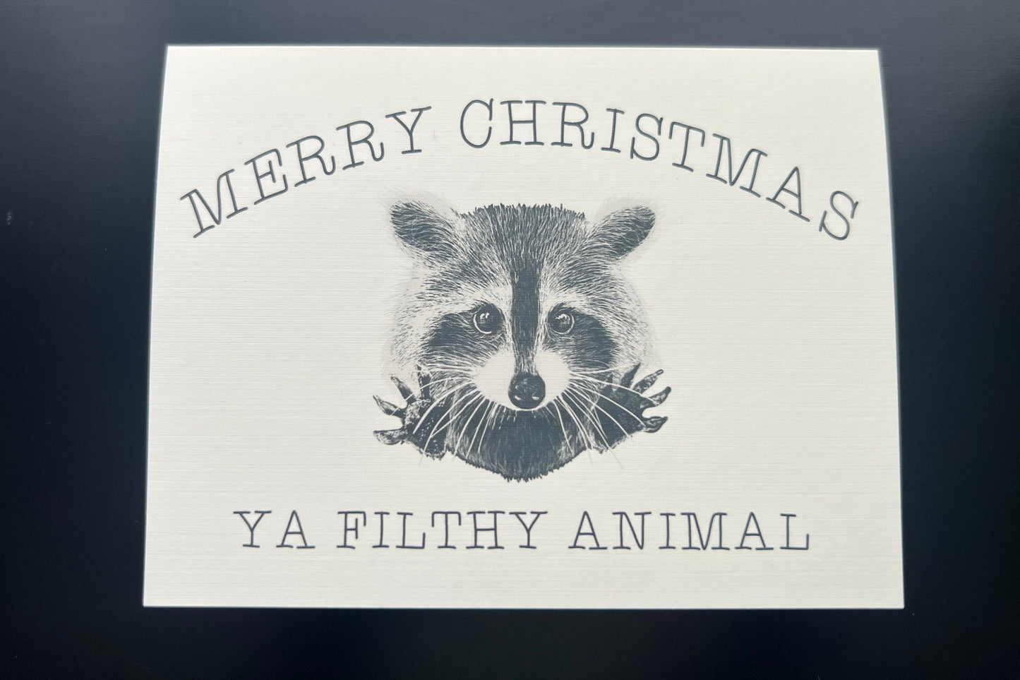 Merry Christmas Ya Filthy Animal - Cute Raccoon Christmas Card