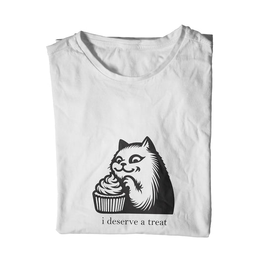 I Deserve A Treat Cat & Cupcake Unisex T-Shirt