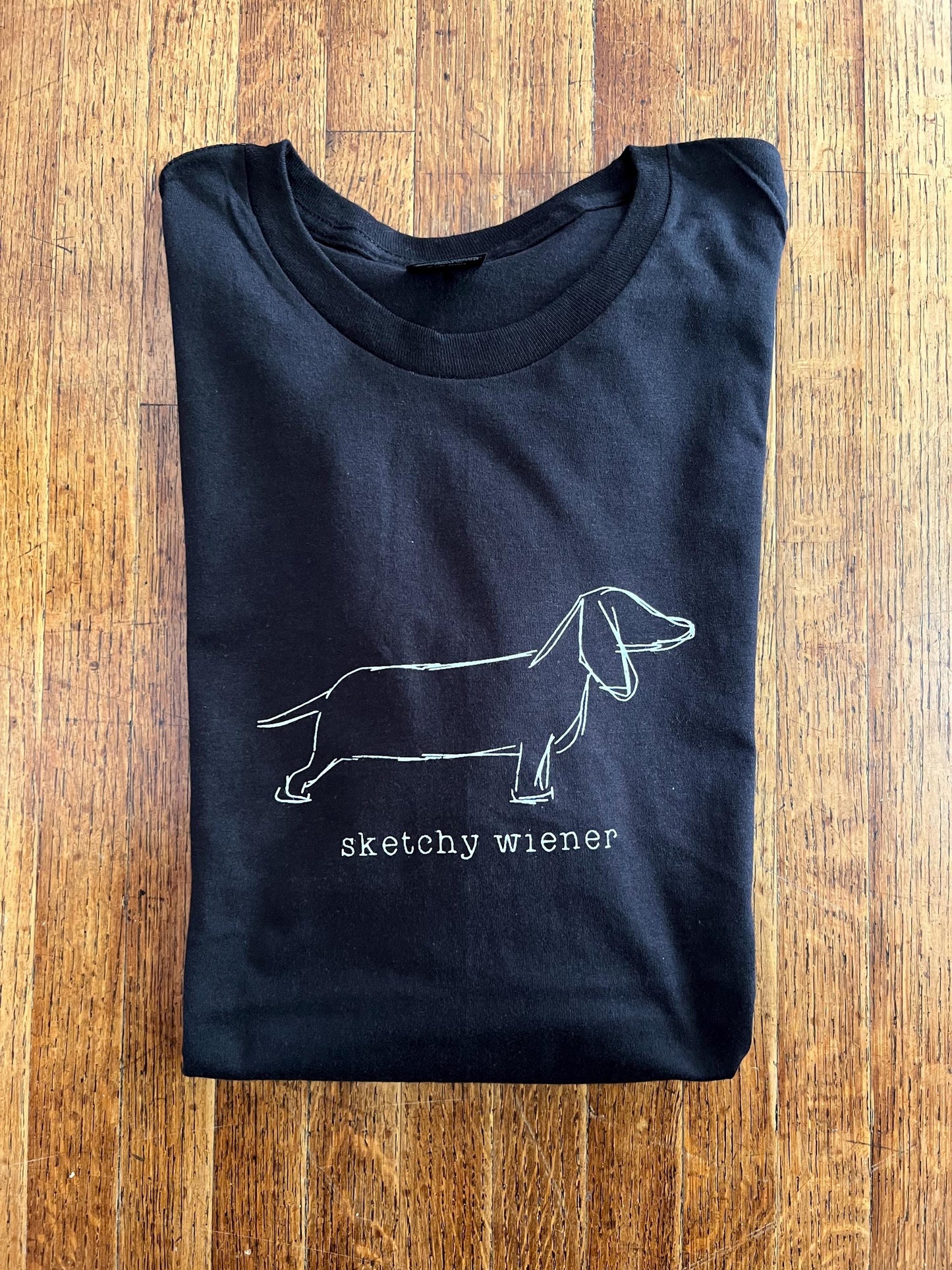 sketchy wiener - dachshund dog pun penis joke unisex t-shirt