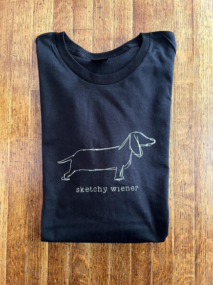sketchy wiener - dachshund dog pun penis joke unisex t-shirt