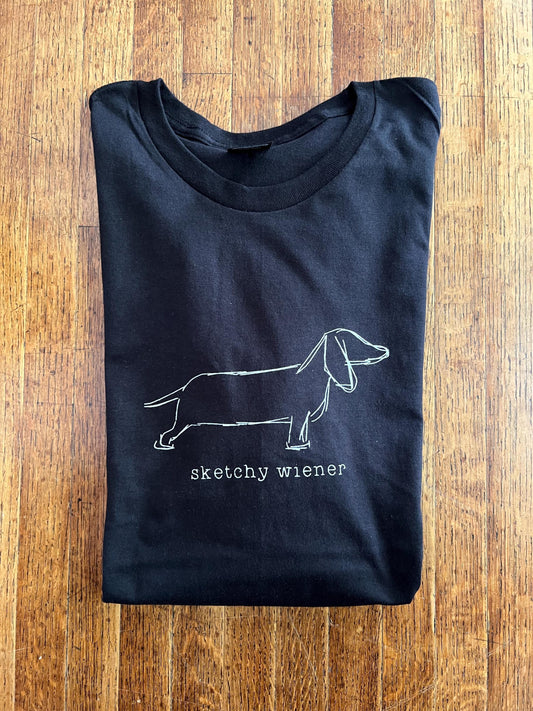 sketchy wiener - dachshund dog pun penis joke unisex t-shirt